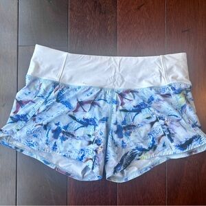 lululemon athletica White Waistband Blue Multi-Print Athletic Shorts